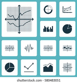 Set Of Graphs, Diagrams And Statistics Icons. Premium Quality Symbol Collection. Icons Can Be Used For Web, App And UI Design.