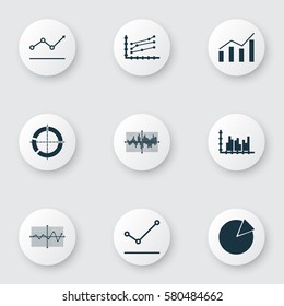 Set Of Graphs, Diagrams And Statistics Icons. Premium Quality Symbol Collection. Icons Can Be Used For Web, App And UI Design.