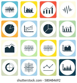 Set Of Graphs, Diagrams And Statistics Icons. Premium Quality Symbol Collection. Icons Can Be Used For Web, App And UI Design.
