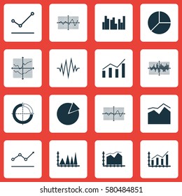 Set Of Graphs, Diagrams And Statistics Icons. Premium Quality Symbol Collection. Icons Can Be Used For Web, App And UI Design.