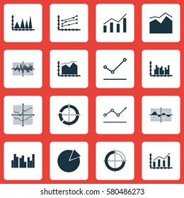 Set Of Graphs, Diagrams And Statistics Icons. Premium Quality Symbol Collection. Icons Can Be Used For Web, App And UI Design.