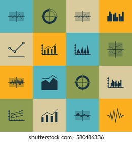 Set Of Graphs, Diagrams And Statistics Icons. Premium Quality Symbol Collection. Icons Can Be Used For Web, App And UI Design.