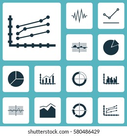 Set Of Graphs, Diagrams And Statistics Icons. Premium Quality Symbol Collection. Icons Can Be Used For Web, App And UI Design.