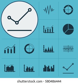 Set Of Graphs, Diagrams And Statistics Icons. Premium Quality Symbol Collection. Icons Can Be Used For Web, App And UI Design.