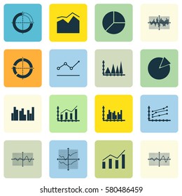 Set Of Graphs, Diagrams And Statistics Icons. Premium Quality Symbol Collection. Icons Can Be Used For Web, App And UI Design.