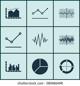 Set Of Graphs, Diagrams And Statistics Icons. Premium Quality Symbol Collection. Icons Can Be Used For Web, App And UI Design.