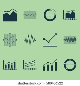 Set Of Graphs, Diagrams And Statistics Icons. Premium Quality Symbol Collection. Icons Can Be Used For Web, App And UI Design.