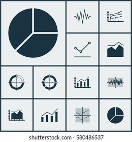 Set Of Graphs, Diagrams And Statistics Icons. Premium Quality Symbol Collection. Icons Can Be Used For Web, App And UI Design.