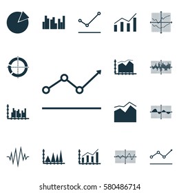 Set Of Graphs, Diagrams And Statistics Icons. Premium Quality Symbol Collection. Icons Can Be Used For Web, App And UI Design.