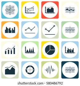 Set Of Graphs, Diagrams And Statistics Icons. Premium Quality Symbol Collection. Icons Can Be Used For Web, App And UI Design.