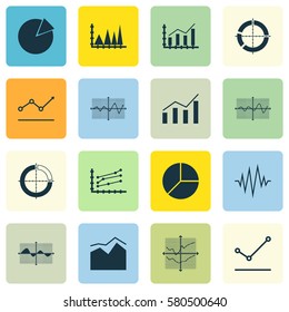 Set Of Graphs, Diagrams And Statistics Icons. Premium Quality Symbol Collection. Icons Can Be Used For Web, App And UI Design.