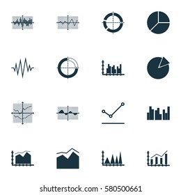 Set Of Graphs, Diagrams And Statistics Icons. Premium Quality Symbol Collection. Icons Can Be Used For Web, App And UI Design.