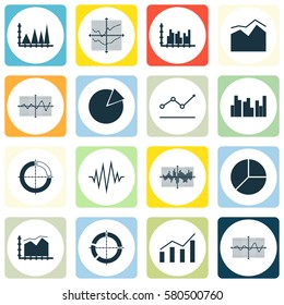 Set Of Graphs, Diagrams And Statistics Icons. Premium Quality Symbol Collection. Icons Can Be Used For Web, App And UI Design.