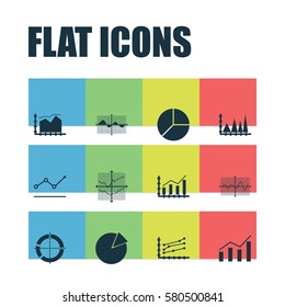 Set Of Graphs, Diagrams And Statistics Icons. Premium Quality Symbol Collection. Icons Can Be Used For Web, App And UI Design.