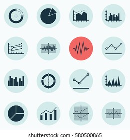 Set Of Graphs, Diagrams And Statistics Icons. Premium Quality Symbol Collection. Icons Can Be Used For Web, App And UI Design.