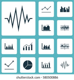 Set Of Graphs, Diagrams And Statistics Icons. Premium Quality Symbol Collection. Icons Can Be Used For Web, App And UI Design.
