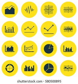 Set Of Graphs, Diagrams And Statistics Icons. Premium Quality Symbol Collection. Icons Can Be Used For Web, App And UI Design.