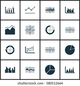 Set Of Graphs, Diagrams And Statistics Icons. Premium Quality Symbol Collection. Icons Can Be Used For Web, App And UI Design.
