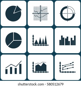 Set Of Graphs, Diagrams And Statistics Icons. Premium Quality Symbol Collection. Icons Can Be Used For Web, App And UI Design.