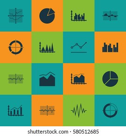 Set Of Graphs, Diagrams And Statistics Icons. Premium Quality Symbol Collection. Icons Can Be Used For Web, App And UI Design.