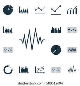 Set Of Graphs, Diagrams And Statistics Icons. Premium Quality Symbol Collection. Icons Can Be Used For Web, App And UI Design.