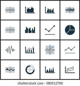 Set Of Graphs, Diagrams And Statistics Icons. Premium Quality Symbol Collection. Icons Can Be Used For Web, App And UI Design.
