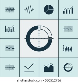 Set Of Graphs, Diagrams And Statistics Icons. Premium Quality Symbol Collection. Icons Can Be Used For Web, App And UI Design.