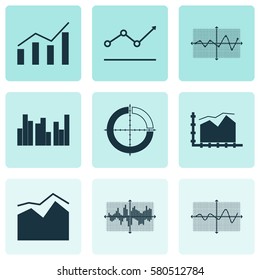 Set Of Graphs, Diagrams And Statistics Icons. Premium Quality Symbol Collection. Icons Can Be Used For Web, App And UI Design.
