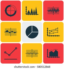 Set Of Graphs, Diagrams And Statistics Icons. Premium Quality Symbol Collection. Icons Can Be Used For Web, App And UI Design.