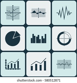 Set Of Graphs, Diagrams And Statistics Icons. Premium Quality Symbol Collection. Icons Can Be Used For Web, App And UI Design.