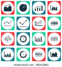 Set Of Graphs, Diagrams And Statistics Icons. Premium Quality Symbol Collection. Icons Can Be Used For Web, App And UI Design.