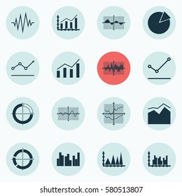 Set Of Graphs, Diagrams And Statistics Icons. Premium Quality Symbol Collection. Icons Can Be Used For Web, App And UI Design.