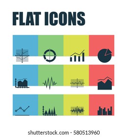 Set Of Graphs, Diagrams And Statistics Icons. Premium Quality Symbol Collection. Icons Can Be Used For Web, App And UI Design.