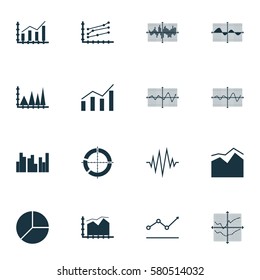 Set Of Graphs, Diagrams And Statistics Icons. Premium Quality Symbol Collection. Icons Can Be Used For Web, App And UI Design.
