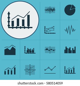 Set Of Graphs, Diagrams And Statistics Icons. Premium Quality Symbol Collection. Icons Can Be Used For Web, App And UI Design.