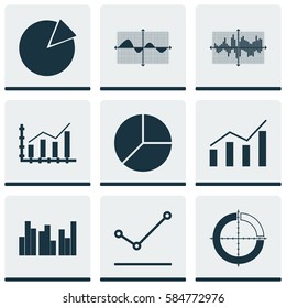 Set Of Graphs, Diagrams And Statistics Icons. Premium Quality Symbol Collection. Icons Can Be Used For Web, App And UI Design.
