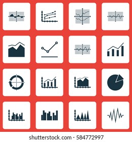 Set Of Graphs, Diagrams And Statistics Icons. Premium Quality Symbol Collection. Icons Can Be Used For Web, App And UI Design.