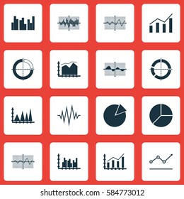 Set Of Graphs, Diagrams And Statistics Icons. Premium Quality Symbol Collection. Icons Can Be Used For Web, App And UI Design.