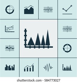 Set Of Graphs, Diagrams And Statistics Icons. Premium Quality Symbol Collection. Icons Can Be Used For Web, App And UI Design.