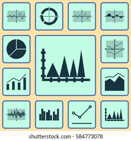 Set Of Graphs, Diagrams And Statistics Icons. Premium Quality Symbol Collection. Icons Can Be Used For Web, App And UI Design.