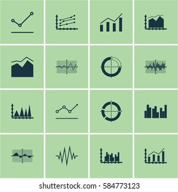 Set Of Graphs, Diagrams And Statistics Icons. Premium Quality Symbol Collection. Icons Can Be Used For Web, App And UI Design.