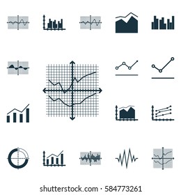 Set Of Graphs, Diagrams And Statistics Icons. Premium Quality Symbol Collection. Icons Can Be Used For Web, App And UI Design.