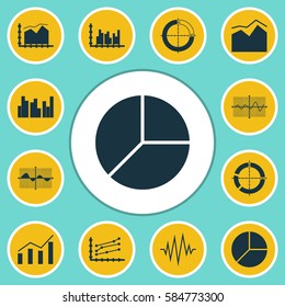 Set Of Graphs, Diagrams And Statistics Icons. Premium Quality Symbol Collection. Icons Can Be Used For Web, App And UI Design.