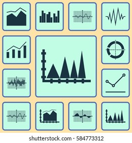 Set Of Graphs, Diagrams And Statistics Icons. Premium Quality Symbol Collection. Icons Can Be Used For Web, App And UI Design.