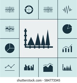 Set Of Graphs, Diagrams And Statistics Icons. Premium Quality Symbol Collection. Icons Can Be Used For Web, App And UI Design.