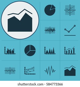 Set Of Graphs, Diagrams And Statistics Icons. Premium Quality Symbol Collection. Icons Can Be Used For Web, App And UI Design.