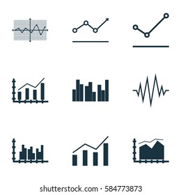 Set Of Graphs, Diagrams And Statistics Icons. Premium Quality Symbol Collection. Icons Can Be Used For Web, App And UI Design.