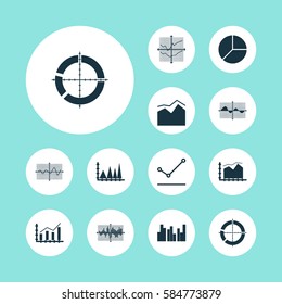 Set Of Graphs, Diagrams And Statistics Icons. Premium Quality Symbol Collection. Icons Can Be Used For Web, App And UI Design.