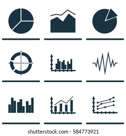 Set Of Graphs, Diagrams And Statistics Icons. Premium Quality Symbol Collection. Icons Can Be Used For Web, App And UI Design.
