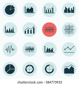 Set Of Graphs, Diagrams And Statistics Icons. Premium Quality Symbol Collection. Icons Can Be Used For Web, App And UI Design.
